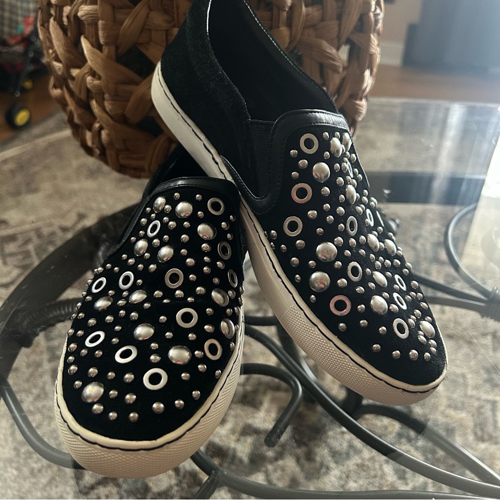 Sam Edelman Paven Black Suede Studded Slip-on Sneakers